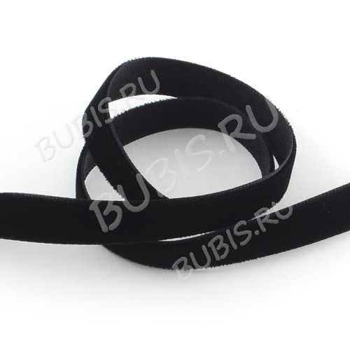 Бархатный шнур 14 плоский для чокеров 25*0,7мм чёрный (вельвет) (1м)