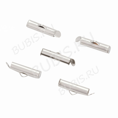 Концевик 138 слайдер зажим трубочка для лент 16*5,5*4мм цвет платины (Iron) (10шт)