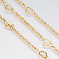 Цепочка S71-G стальная овальная с плоским звеном 2,5*2*0,3мм с Сердечками 6*5*0,5мм золотистая (Хирургическая сталь)(50см)