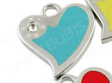 Подвеска Сердечко 28 со стразом 22*20*2мм яр.голубое (цветные подвески)