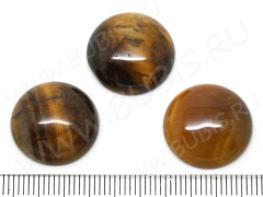 Кабошон каменный 073 Круг 18*18*6мм Тигровый глаз (камни)