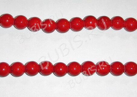 Бусина округлая 12мм Коралл красный пресс. (камни)
