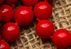 Бусина округлая 12мм Коралл красный пресс. (камни)