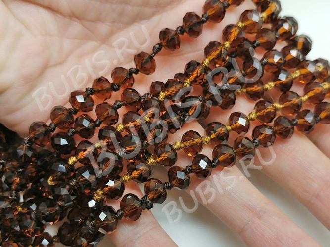 Бусина Абакус гранёный 8*8*5,5мм Хрусталь т.янтарный прозрачный (имитация Сваровски)