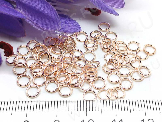 (СКИДКИ!!!) Колечки обычные 5*0,8мм св.розовое золото (Iron) (100шт.)