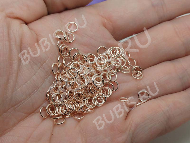 (СКИДКИ!!!) Колечки обычные 5*0,8мм св.розовое золото (Iron) (100шт.)