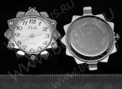 Заготовка для часов 077 округлая 32,5*29,1*7,6мм цвет платины и прозрачные стразы (часы)