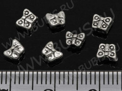 (СКИДКИ!!!) Бусина 177 Бабочка 06 двусторонняя маленькая 5*4*2мм античное серебро (литьё) (10шт.)