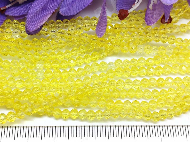 Бусина кристалл гранёный абакус 4,3*4*3,5мм жёлтый прозрачный (имитация Сваровски) (20шт.)