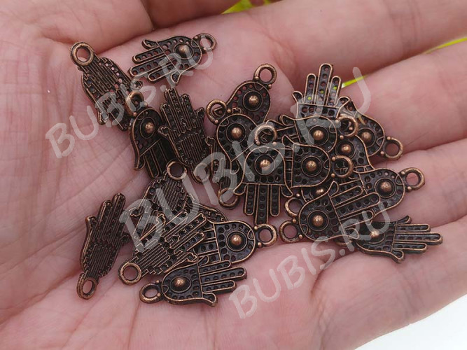 Подвеска Ладошка 05 Хамса 20*12*2мм античная медь (литьё)