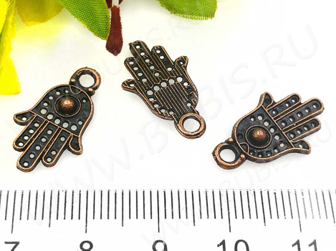 Подвеска Ладошка 05 Хамса 20*12*2мм античная медь (литьё)