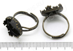 Основа (заготовка) для кольца 075 17мм с ажурным сеттингом 15мм античная бронза (Brass)