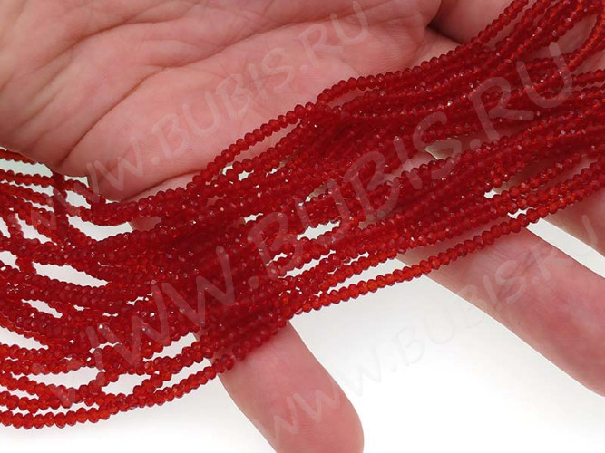 Бусина кристалл гранёный абакус 2,5*2,5*1,5мм т.красный прозрачный (имитация Сваровски) (НИТЬ)