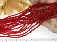 Бусина кристалл гранёный абакус 2,5*2,5*1,5мм т.красный прозрачный (имитация Сваровски) (НИТЬ)