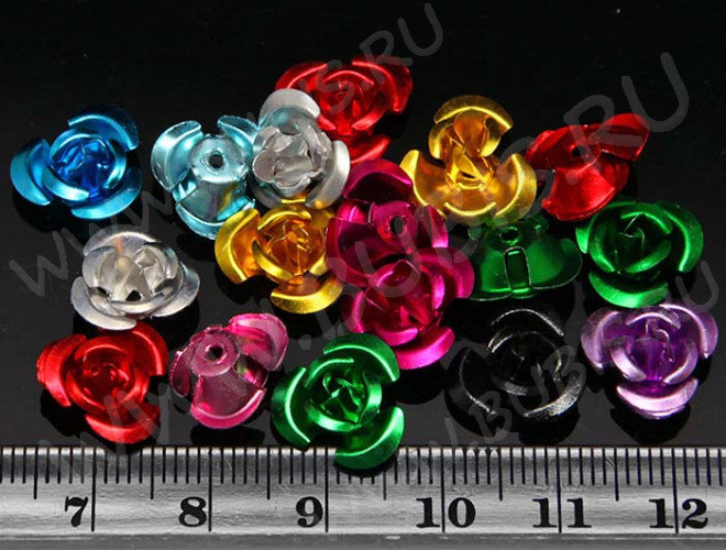 Бусина Цветочек 04 3D 12*12*7мм микс цветов (алюминий) (30шт.)
