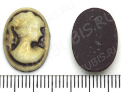 Кабошон декоративный 07 Камея 18*13*3,8мм серо-золотистая непрозрачная (резин)