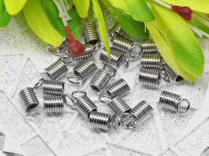 Концевик 075 пружинка 10*4,2мм (для шнура 2-2,5мм) цвет платины (Iron) (10шт.)