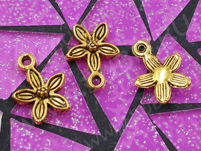 Подвеска Цветочек 02 13,5*10,5*3мм античное золото (литьё)