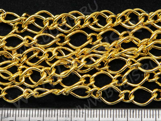 Цепочка I005 ДЛЯ БРАСЛЕТОВ звено 11*7мм и 6*5мм золотистая (Iron) (50см)