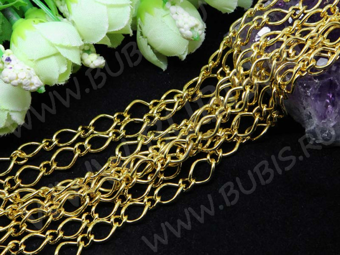 Цепочка I005 ДЛЯ БРАСЛЕТОВ звено 11*7мм и 6*5мм золотистая (Iron) (50см)
