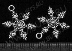 Подвеска Снежинка 18 3D 23*17,5*3мм античное серебро (литьё)