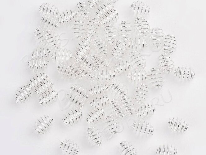 (СКИДКИ!!!) Бусина Пружинка-шарик металлический 15мм серебристый (Iron) (10шт)