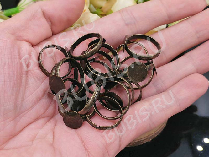 Основа (заготовка) для кольца 010 17мм с платформой 10мм античная бронза (Brass)