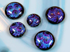 Кабошон Фьюзинг Круглый 15-21мм Дихроик на черном Синий яркий Узор круг UBRA