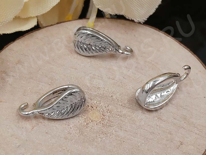 Бусина с петлёй 104 Бейл листик 10,5*5*4,7мм цвет платины (LUX Китай) (Brass)