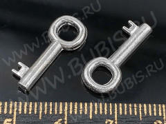 (СКИДКИ!!!) Подвеска Ключик 22 3D простой 20*8*2,2мм цвет платины (литьё) (10шт.)