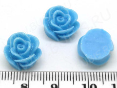 Кабошон декоративный 29 Розочка с блёстками 13*13*8мм голубая непрозрачная (резин)