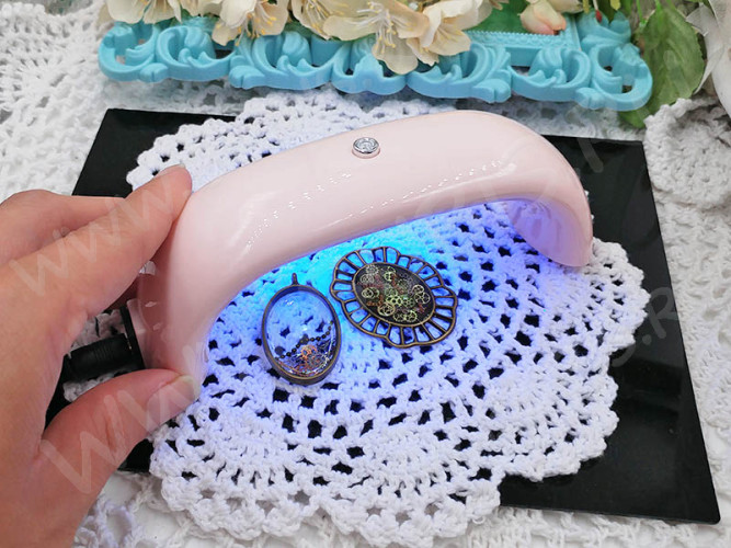 УФ лампа 02 12Вт 6 LED мини 14,5*4,5см розовая (инструменты для смолы)