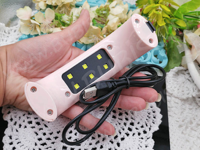 УФ лампа 02 12Вт 6 LED мини 14,5*4,5см розовая (инструменты для смолы)