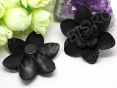 Бусина акрил Цветочек 59 огромный матовый 53*47*16,5мм чёрный непрозрачный (акрил)