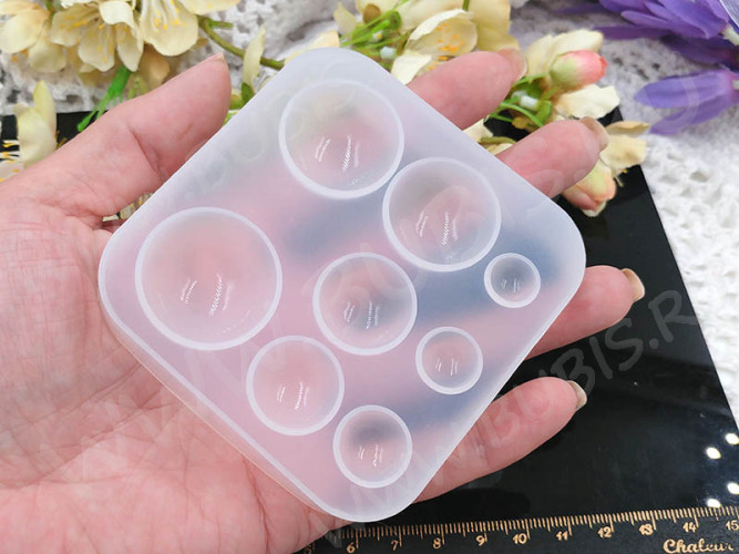 Молд 149 для эпоксидной смолы 83*80*15мм Кабошоны Полусферы 10-28мм (силикон)