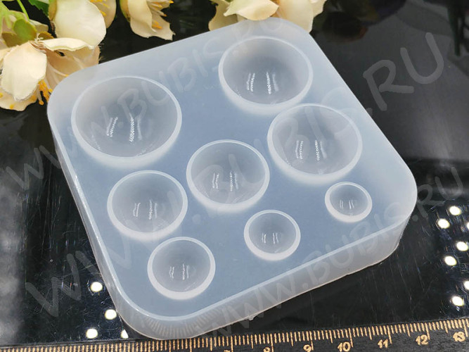 Молд 149 для эпоксидной смолы 83*80*15мм Кабошоны Полусферы 10-28мм (силикон)