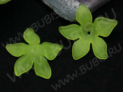 Бусина акрил Цветочек 60 матовый 29*27*7,5мм св.зелёно-жёлтый полупрозрачный (акрил)