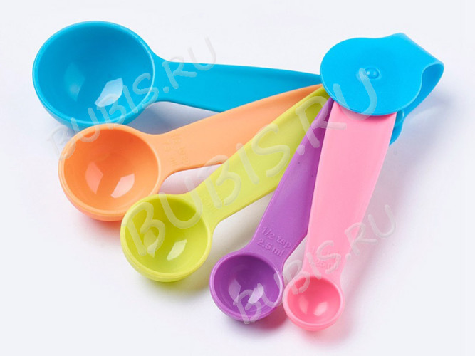 Набор мерных ложек 5 размеров микс цветов (пластик) (инструменты для бижутерии)