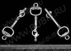 Подвеска Ключик 11 3D 37*11,5*4,5мм античное серебро (литьё)