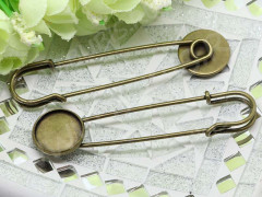 Основа (заготовка) для броши №56 Булавка с сеттингом 16мм 75*18*5мм античная бронза (Brass и Iron)