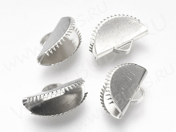 Зажимы №51 Концевики для лент полукруг 15*10*5мм цвет платины (Iron) (10шт.)