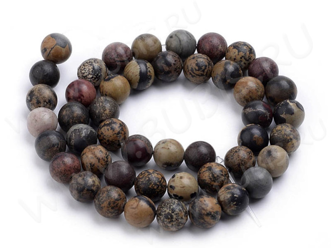 (ОПТ) Бусина округлая 6мм Яшма Дендритовая пейзажная (камни) (НИТЬ)