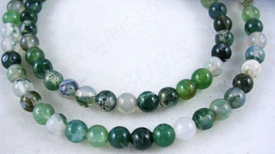 (ОПТ) Бусина округлая 4мм Моховой агат (камни) (НИТЬ)