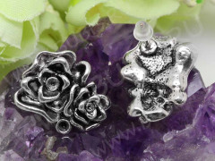 Пуссеты (&quot;гвоздики&quot;) №130 Цветочки 17,5*16*15,5мм античное серебро (литьё) (1 пара)