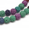 Купить (ОПТ) Бусина округлая 7-8мм Лава МИКС цветов (камни) (НИТЬ) с доставкой по России