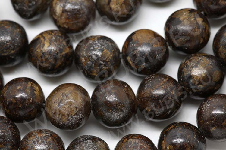 (ОПТ) Бусина округлая 6мм Бронзит (камни) (НИТЬ)
