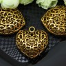 Купить Подвеска Сердечко 66 3D Кулон ажурный 35*34*10,5мм античное золото (литьё) с доставкой по России