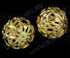 Бусина ажурная 03 Шарик 18мм золотистый (Iron)
