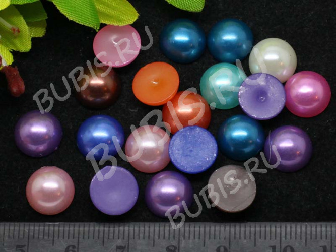 Кабошон декоративный 37 Полубусина 10*10*5мм МИКС жемчужный (акрил) (30шт.)