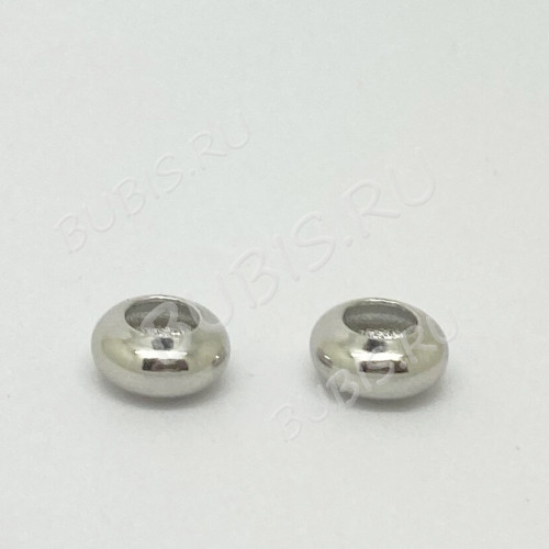 Рондели 102 Бусины колечки 8*8*4мм цвет платины (LUX Китай) (Brass)